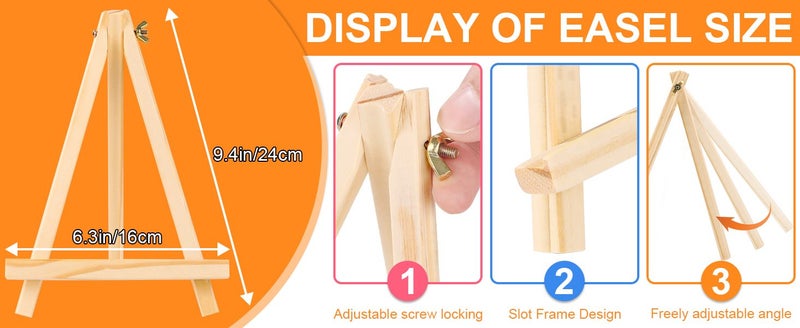 8 Pack 24cm Wood Easels Tripod Painting Easels Art Crafts Portable Canvas Holder Carousel 2