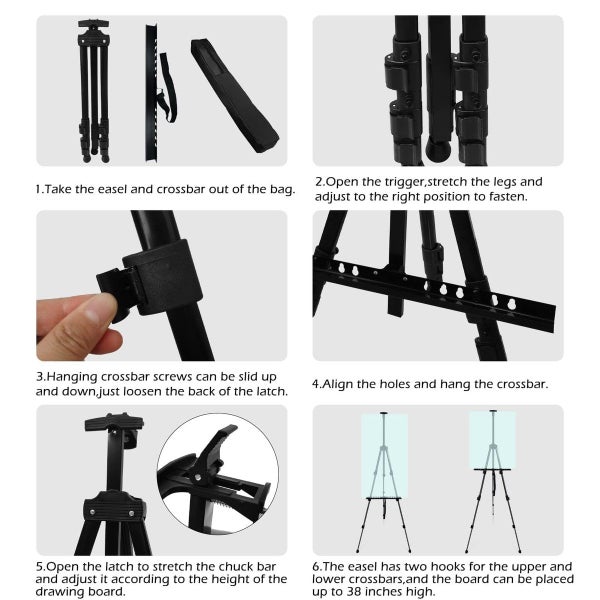 Art Painting Artist Easel Stand Metal Tripod Adjustable Art Easel Carousel 11