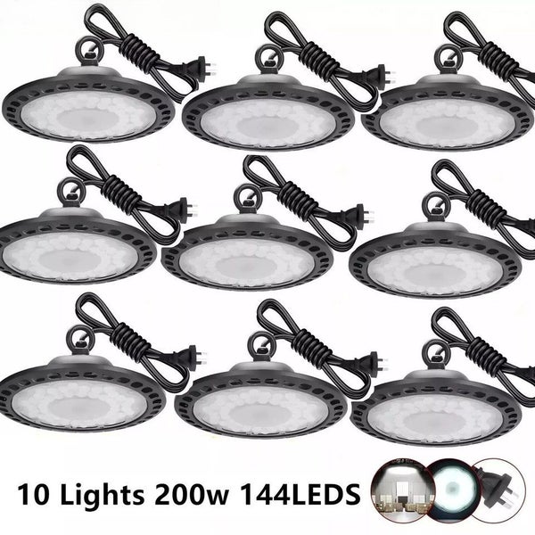 10x 200W UFO LED High Bay Lights Warehouse Industrial Factory Lamp Light Carousel 1