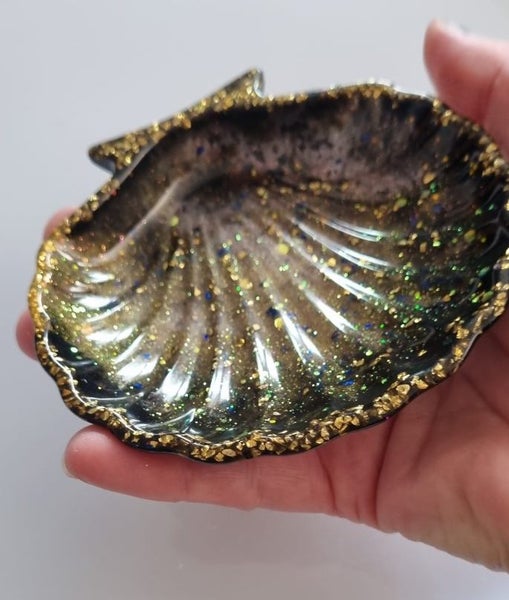 Trinket Tray/Soap dish - Shell - Glossy/black gold Carousel 1