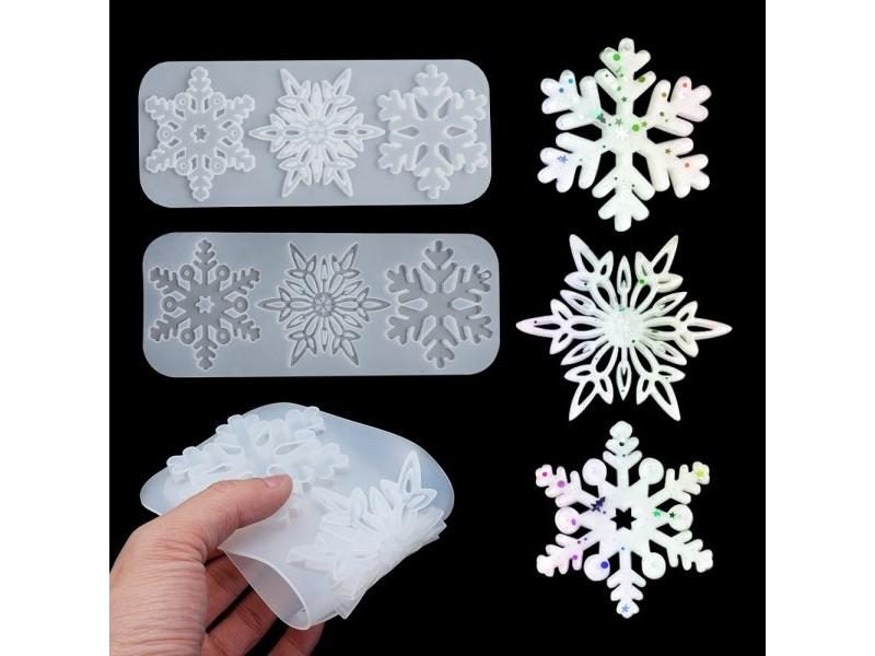 1Pcs Christmas Snowflakes Coaster Resin Silicone Mould DIY Crystal Epoxy Resin Carousel 2