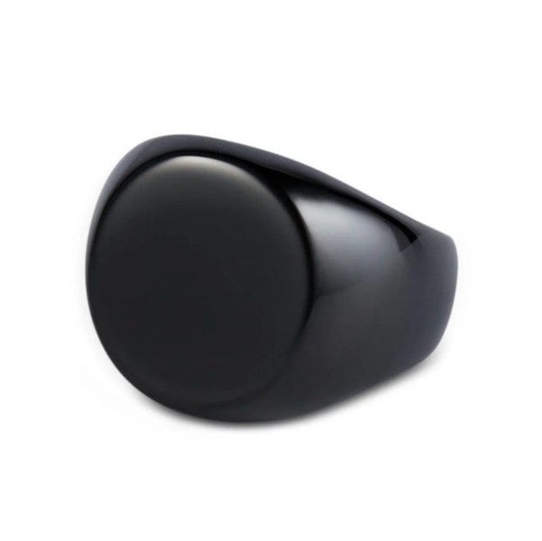 Men's Titanium Gun-Metal Black Oval Signet Ring - SALE! Carousel 1