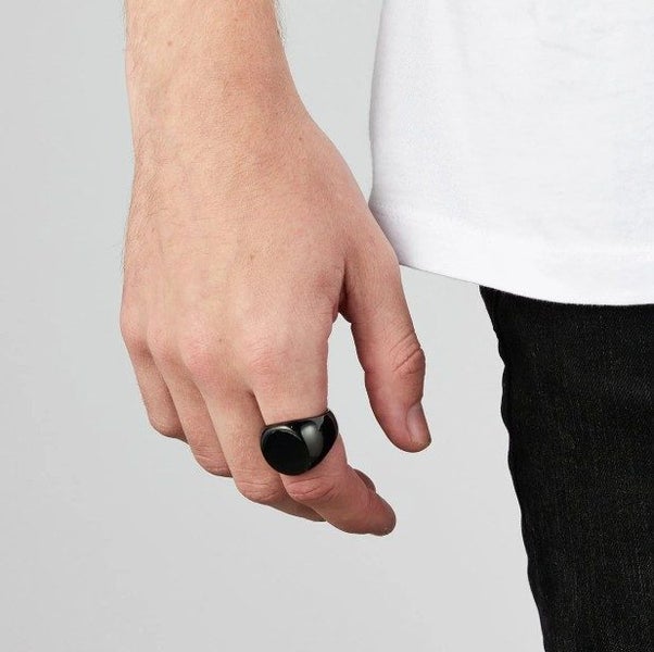 Men's Titanium Gun-Metal Black Oval Signet Ring - SALE! Carousel 2