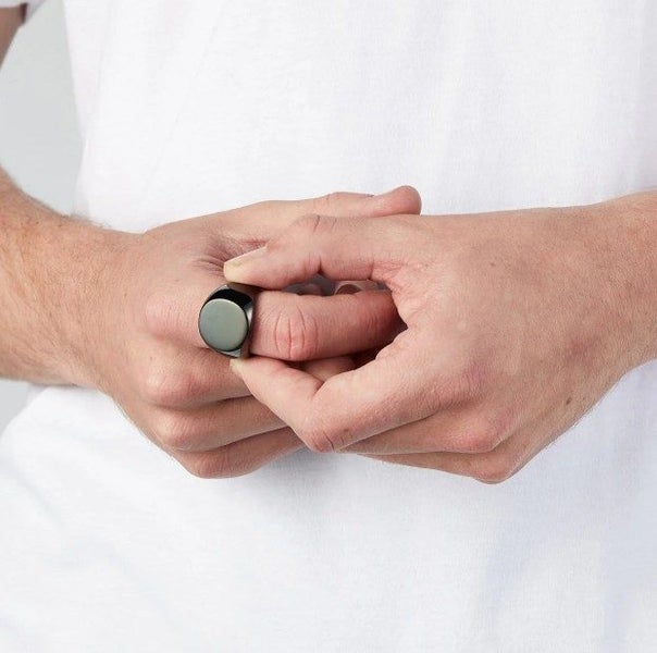 Men's Titanium Gun-Metal Black Oval Signet Ring - SALE! Carousel 3