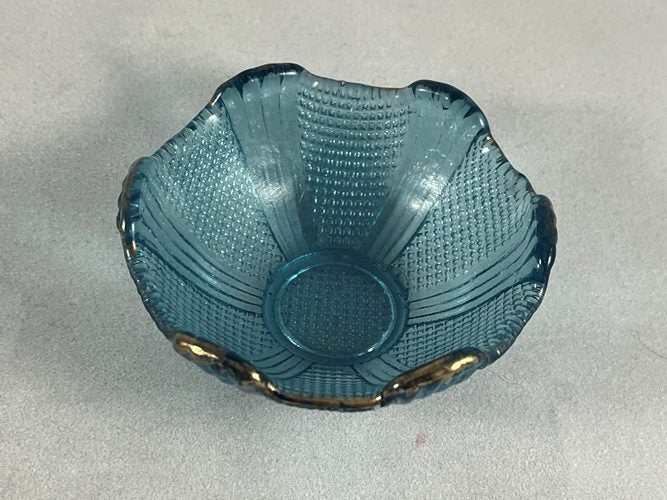 Vintage Blue Glass Trinket Dish Carousel 2