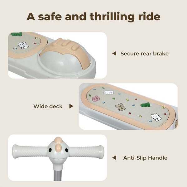 BoPeep Foldable Kids Scooter Adjustable Height LED Light Music 3 Wheels & Seat Carousel 9