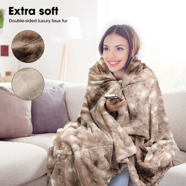 Dreamz Throw Blanket Luxury Tie-dyed Faux Fur 500GSM Bed SofaThick152x203cm Carousel 2