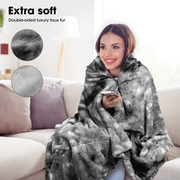Dreamz Throw Blanket Luxury Tie-dyed Faux Fur 500GSM Bed SofaThick 127x152cm Carousel 2