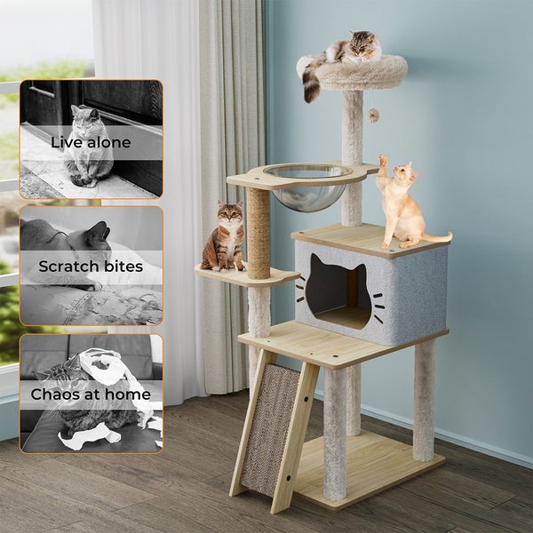 Pawz Cat Tree Tower Scratching Post Scratcher Wood Condo House Furniture 120cm Carousel 2