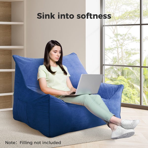 Marlow Bean Bag Chair Cover Suede Indoor Home Game Lounger Seat Lazy Sofa Blue Carousel 2