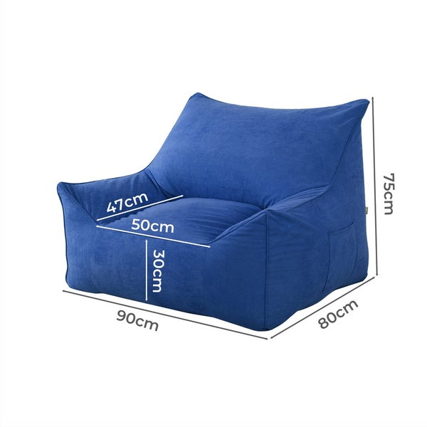 Marlow Bean Bag Chair Cover Suede Indoor Home Game Lounger Seat Lazy Sofa Blue Carousel 10