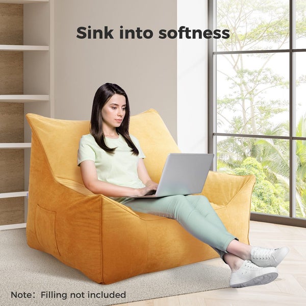 Marlow Bean Bag Chair Cover Suede Indoor Home Game Lounger Seat Lazy Sofa Yellow Carousel 2