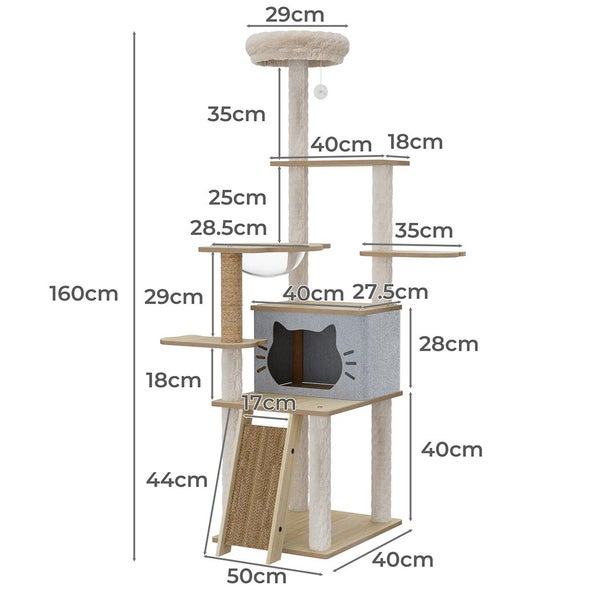 Pawz Cat Tree Tower Large Condo Scratching Post Scratcher Furniture Toys 160cm Carousel 10
