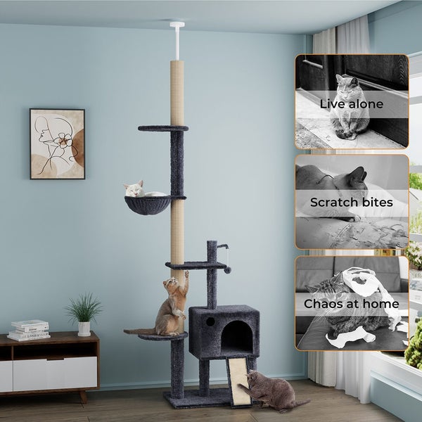 Pawz Cat Tree Scratching Post Scratcher Wood Condo Hammock Floor to Ceiling High Carousel 2