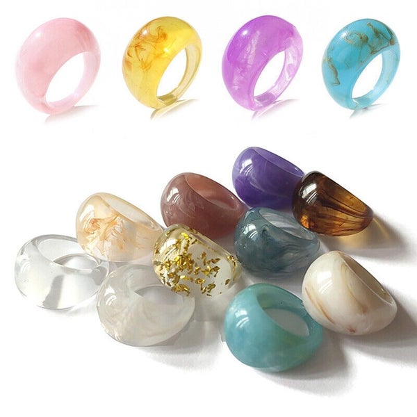 Fashion Acrylic Geometric Irregular Ring Transparent Resin Ring Women Jewelry Carousel 1