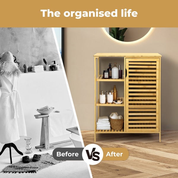 Levede Bamboo Shoe Storage Cabinet Laundry Organizer Cupboard Freestanding Carousel 2