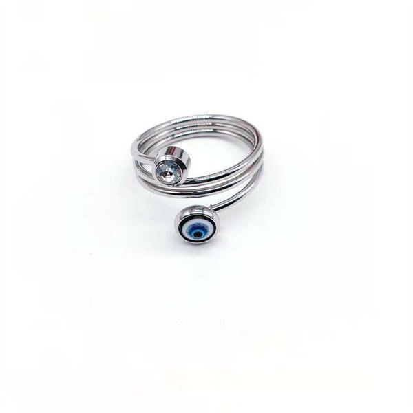 Blue Evil Eye Silver Plated Ring Finger Open Rings Men Women Stainless Steel Carousel 9