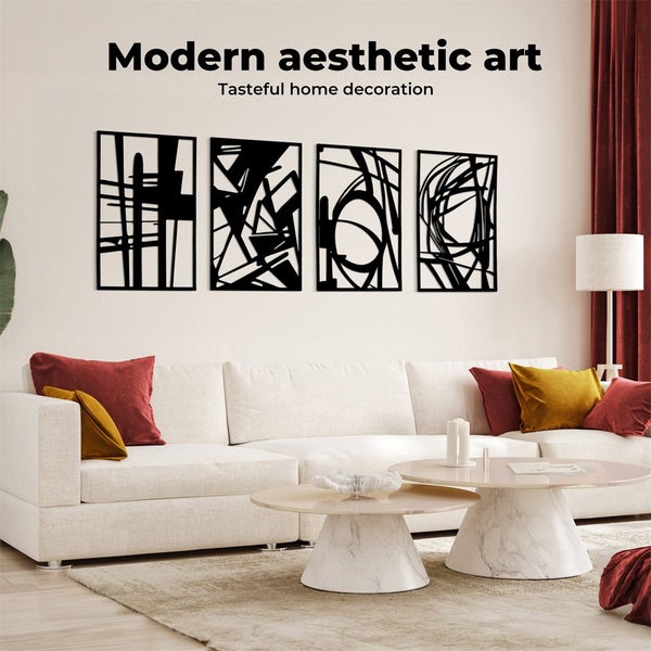 Yezi Wall Art 4 Pcs Modern Metal Abstract Wall Art Minimalist Bedroom Bathroom Carousel 2