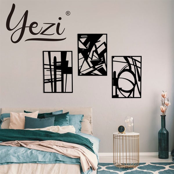 Yezi Wall Art 4 Pcs Modern Metal Abstract Wall Art Minimalist Bedroom Bathroom Carousel 8