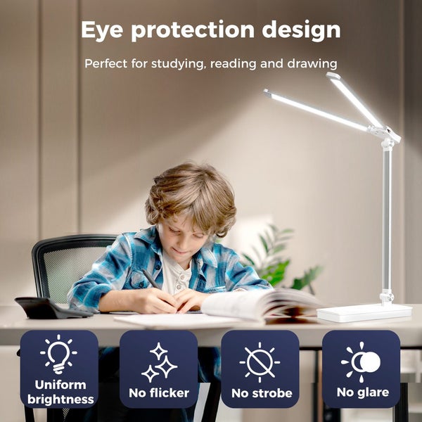 Emitto Desk Study Lamp LED Bedside Table Reading Light Foldable Dimmable USB Carousel 2