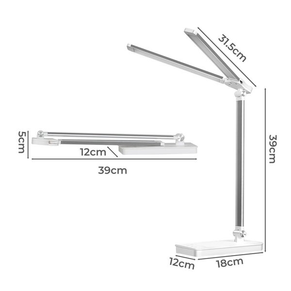 Emitto Desk Study Lamp LED Bedside Table Reading Light Foldable Dimmable USB Carousel 10