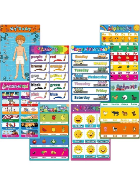 15 Pack Educational Preschool Posters for Toddlers & Kids -17"x12" Classroom Carousel 4