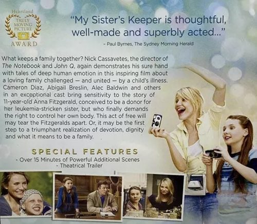 My Sister's Keeper - Cameron Diaz DVD Region 4 Carousel 2