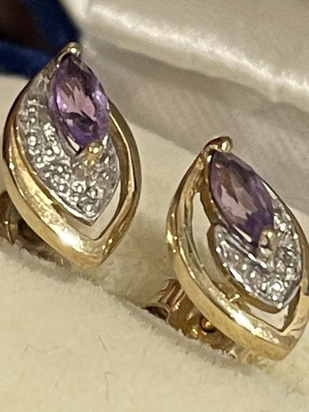 Exquisite stamped 9K AMYTHEST Earrings/Stunning Carousel 1
