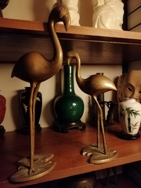 2x Mid century brass flamingos Carousel 1