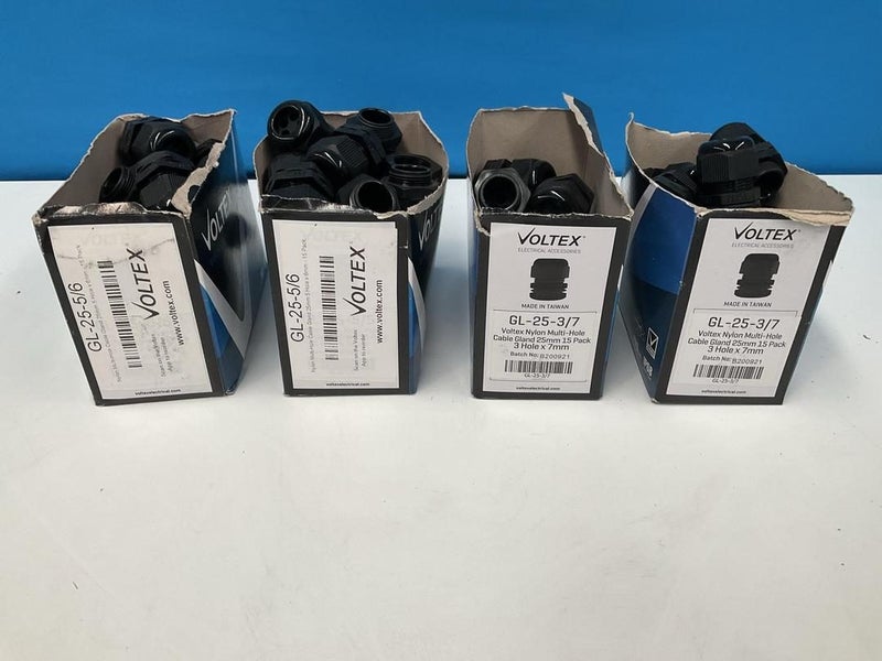 4x Packs of Voltex Nylon Multi-Hole Cable Glands 25mm Carousel 1