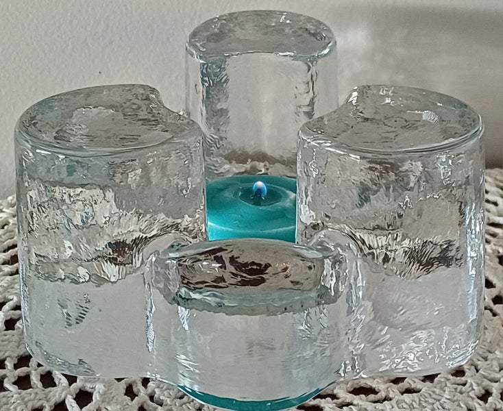 VINTAGE ART GLASS TEA LIGHT HOLDER / TRIVET Carousel 1