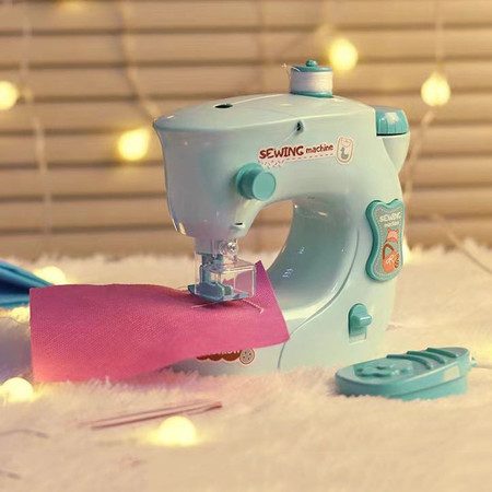 Blue Electric Sewing Machine Pretend Play Girl Toy Carousel 4