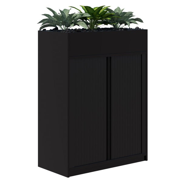 Rapid Planter Tambour Including Artificial Plants, 1200mm x 900mm, Black, Non... Carousel 1