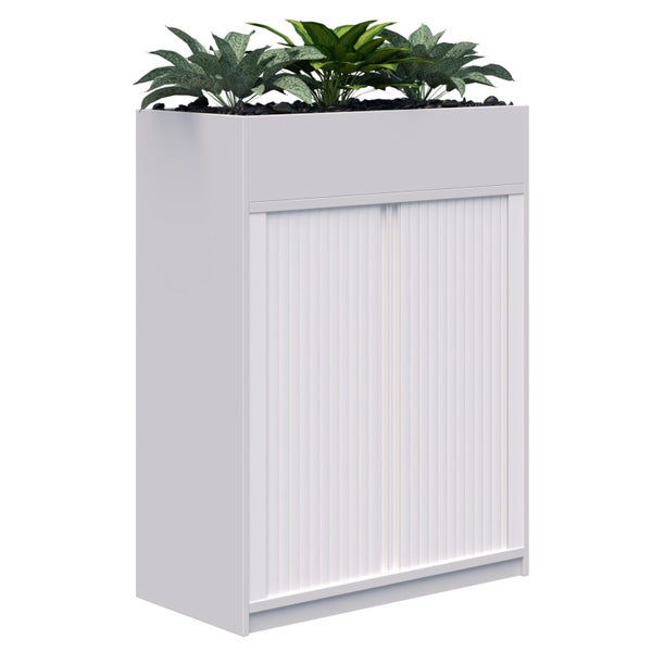 Rapid Planter Tambour Including Artificial Plants, 1200mm x 900mm, White, Non... Carousel 1