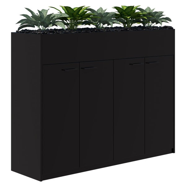 Rapid Planter Cabinet Including Artificial Plants, 1200mm x 1600mm, Black, Wi... Carousel 1
