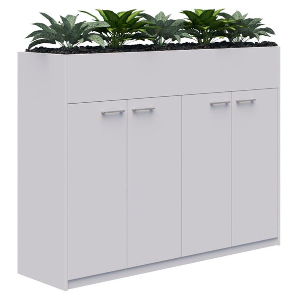 Rapid Planter Cabinet Including Artificial Plants, 1200mm x 1600mm, White, Wi... Carousel 1