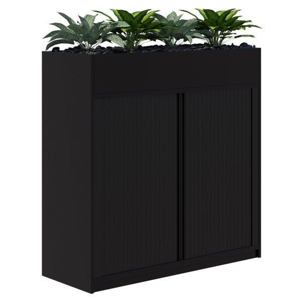 Rapid Planter Tambour Including Artificial Plants, 1200mm x 1200mm, Black, Wi... Carousel 1