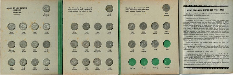 N.Z. SIXPENCE SET complete 1933 to 1965 START at $1.00 Carousel 2