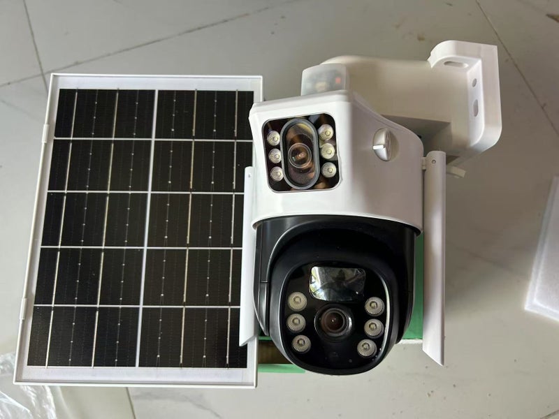 Brand New Outdoor Dual-Lens Solar-Powered Rotation Security Camera Carousel 1