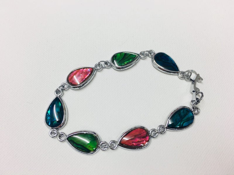 Paua Shell Bracelet - pink/blue/green Drops Carousel 2