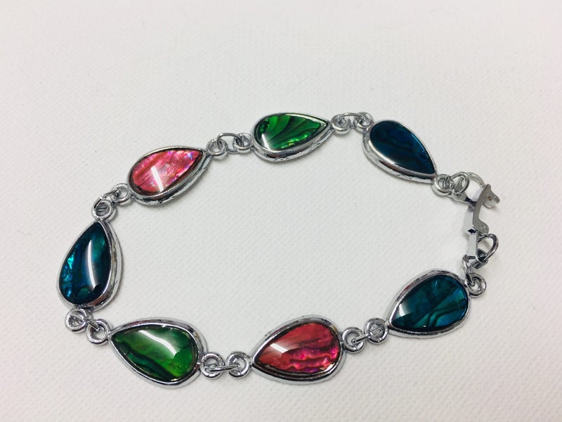 Paua Shell Bracelet - pink/blue/green Drops Carousel 3