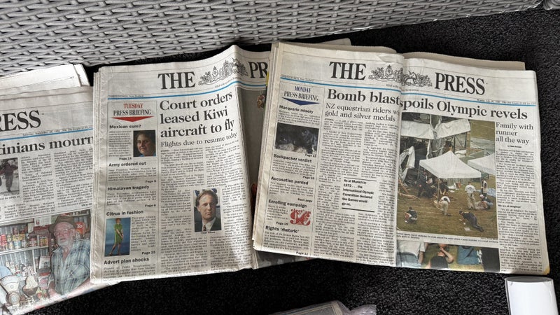 Vintage CHCH, Hawaii & World Map travel books and old newspapers Carousel 11