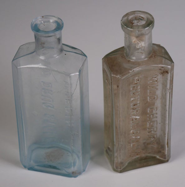 Two Dunedin Otago Chemist Bottles - One Rare Labeled Quack Cure Carousel 2