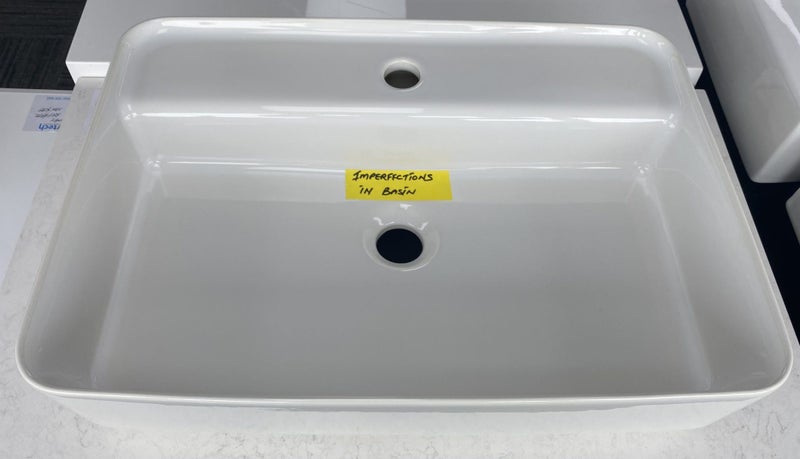 SOFIA RECTANGULAR ONE TAP HOLE VESSEL BASIN - WHITE GLOSS - display stock Carousel 2