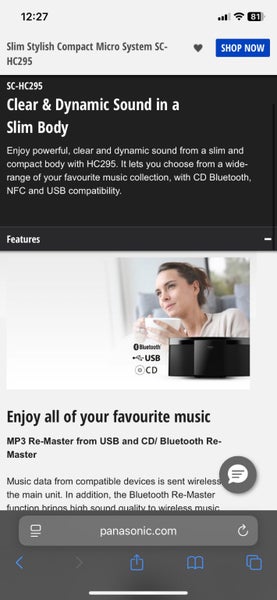 Panasonic Micro Stereo Slim Stylish Black CD Player Carousel 1