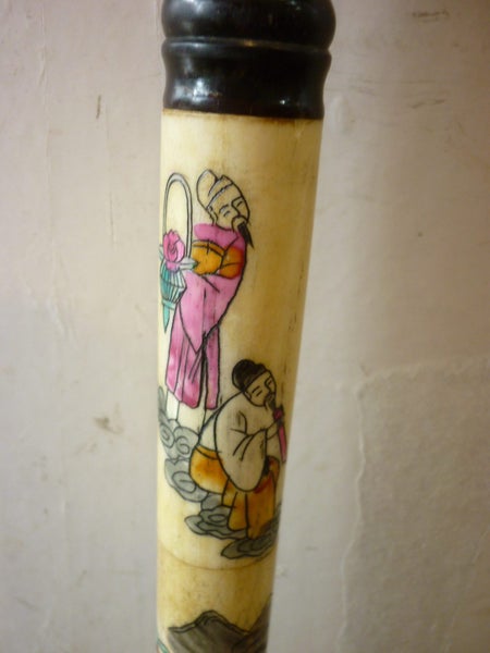 CHINESE VINTAGE BONE WALKING STICK .HAND PAINTED,ENGRAVED +TEXT Carousel 7