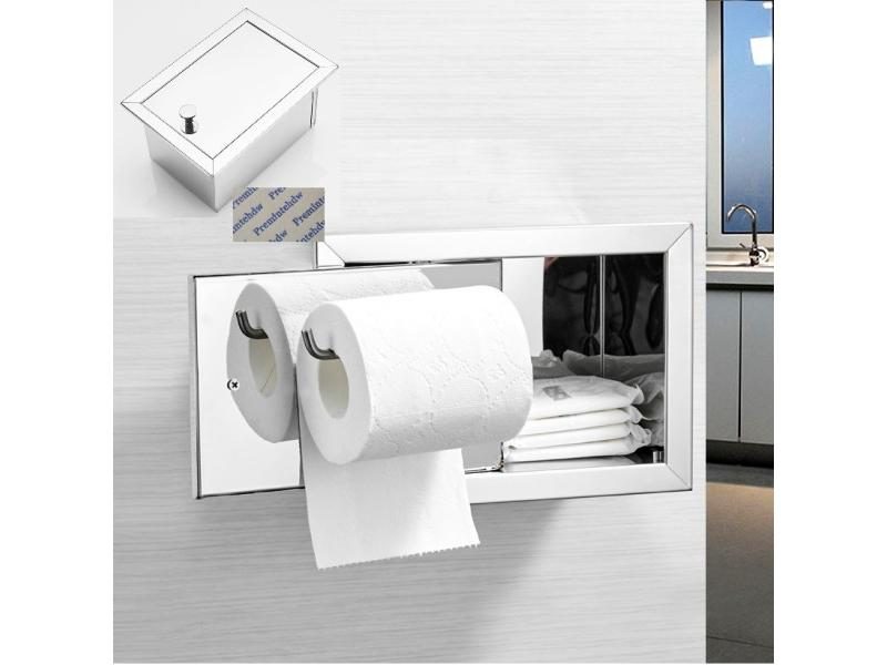 1Piece 304 Stainless Steel Rectangular Toilet Rolls Holder Matte Shiny Black Carousel 2