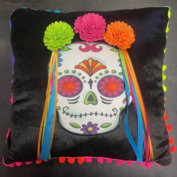 Dia De Los Muertos Sugar Skull Pillow Carousel 1