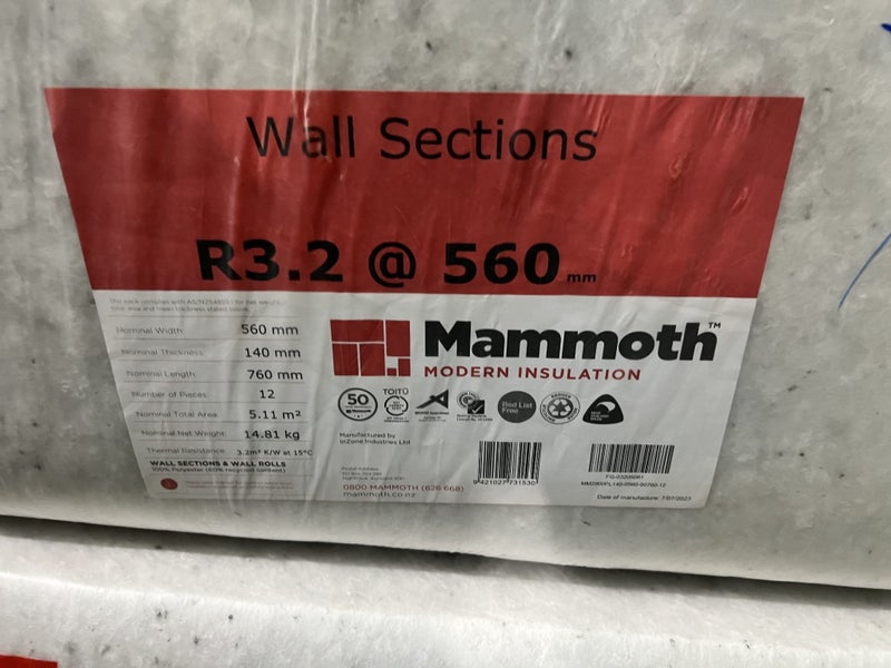 Mammoth Wall Sections R3.2 140mm x 760 x 560 5.1m2 Carousel 2