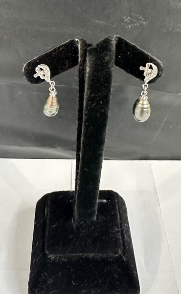 Sterling Silver C.Z Bead Dangle Earrings (Jewellery Safe) Carousel 1